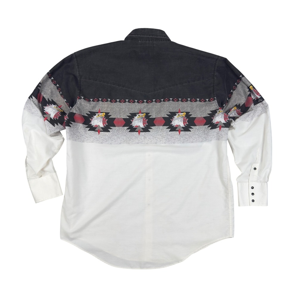Vtg High Noon Western Pearl Snap Shirt Men's XL Eagle Aztec Cowboy USA Made - Picture 2 of 10